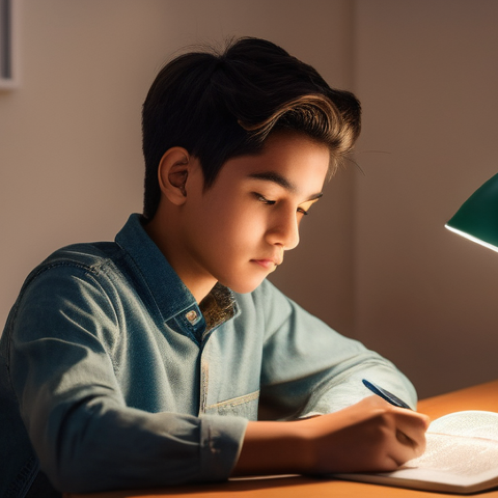 학습 동기와 교육 심리학의 관계 - **A student (late teens/early twenties) sits at a well-lit, organized desk, initially looking bored ...