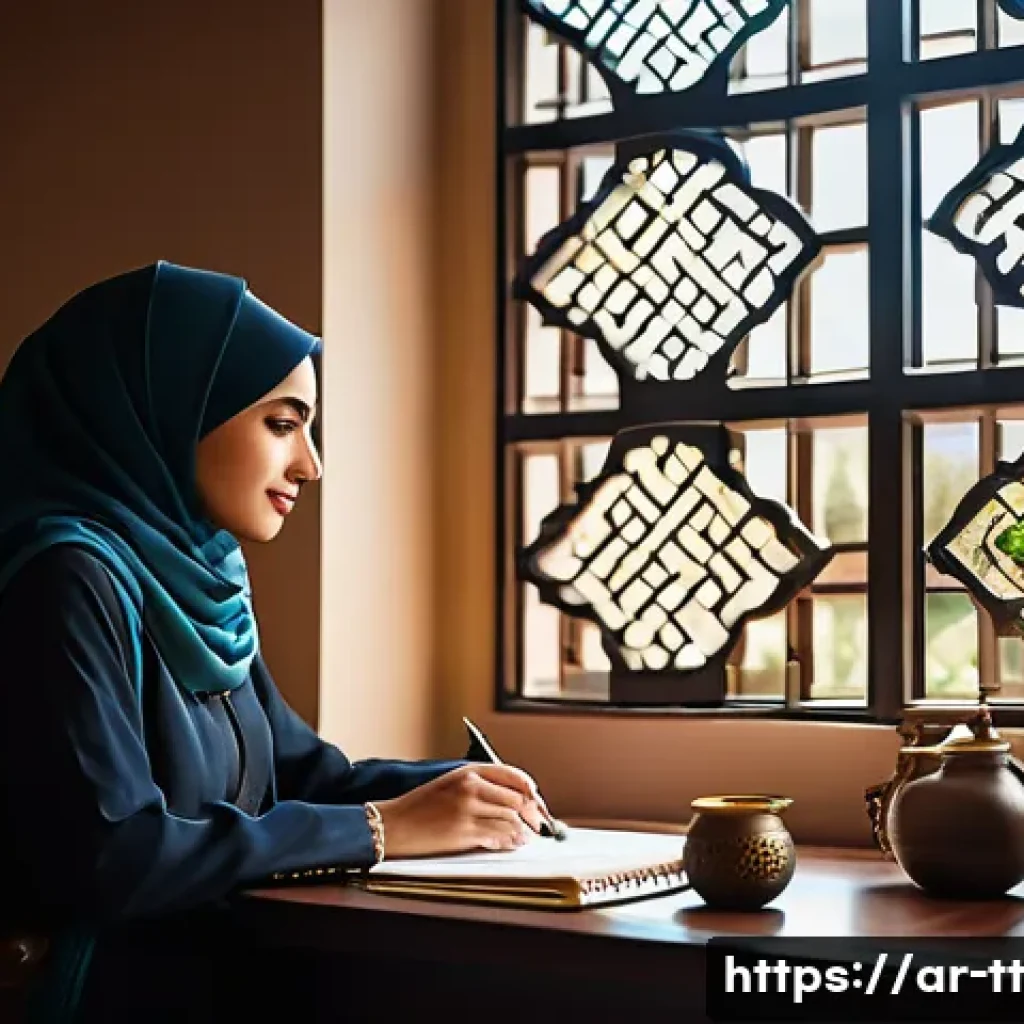 정신적 장애와 동기부여의 관계 분석 - A serene Middle Eastern woman in modest, professional attire sitting at a well-organized desk with s...