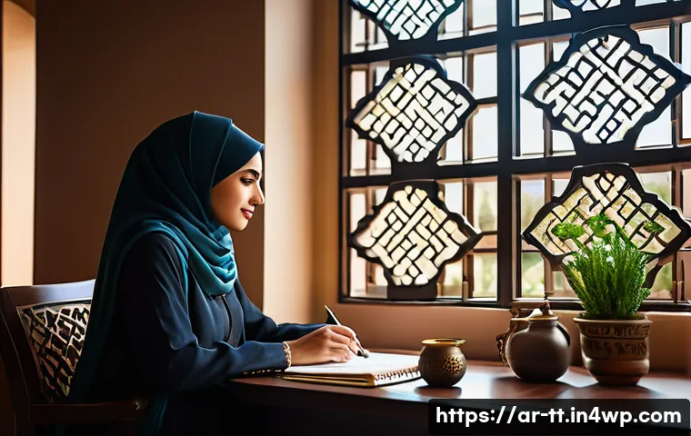 정신적 장애와 동기부여의 관계 분석 - A serene Middle Eastern woman in modest, professional attire sitting at a well-organized desk with s...