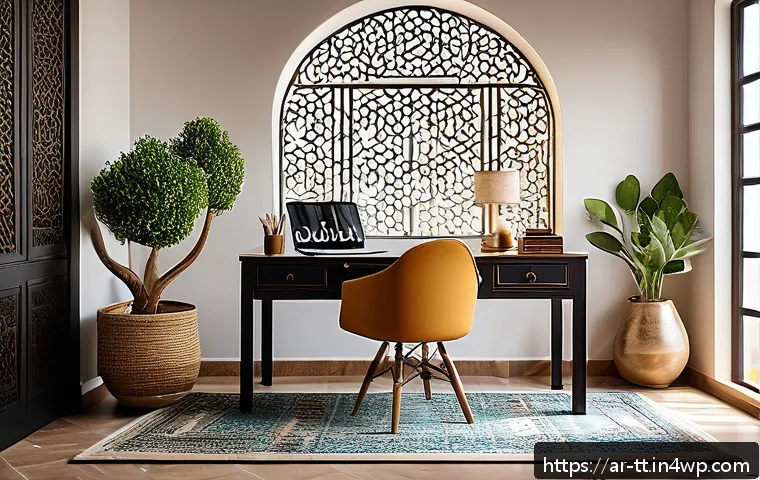 다양한 동기부여 이론 정리 - A cozy, modern Arabic home office setting reflecting an organized and inspiring workspace for motiva...